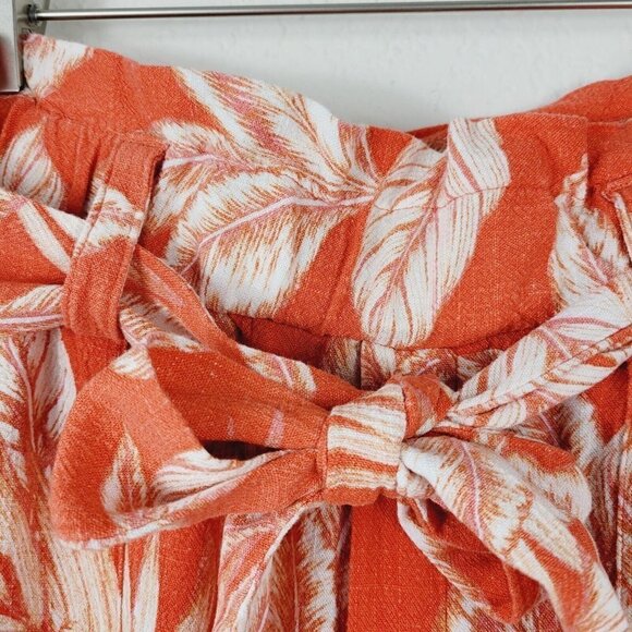 Aeropostale Shorts Tropical Sz Small Paper Bag Waist Coral Rayon Linen Blend - Picture 4 of 6